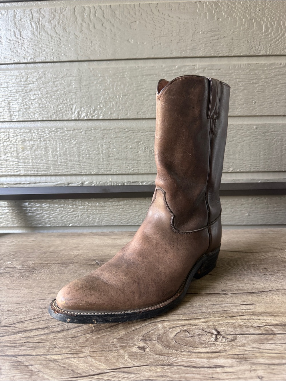 Justin Boots Brown Leather Western Cowboy Boot side 11 E - Picture 2 of 10